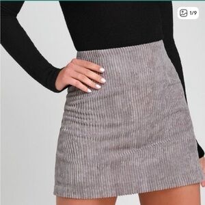 LULUS Gray Corduroy Mini Skirt NWT Sz SMALL